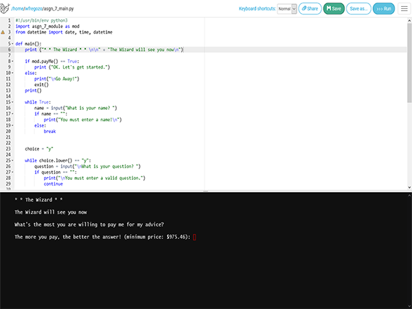 python programming code in white box
